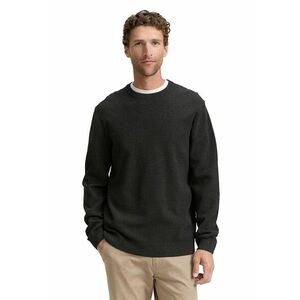 Pulover slim-fit din amestec de bumbac organic - Negru melange imagine