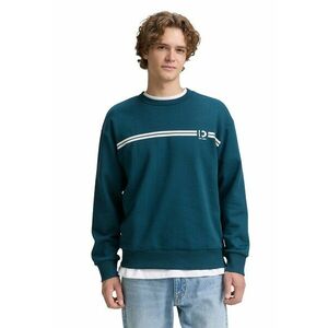 Bluza de trening cu decolteu la baza gatului si imprimeu grafic - Alb/Verde englez imagine