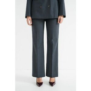 Pantaloni eleganti evazati din amestec de lana cu talie inalta - Gri carbune imagine