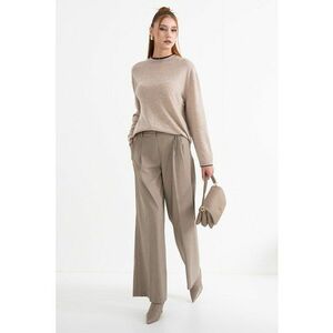 Pantaloni ampli eleganti cu pliuri inversate - Maro deschis imagine