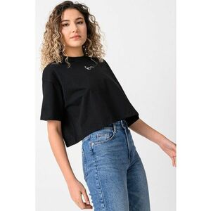 Tricou crop lejer cu logo - Alb/Negru imagine