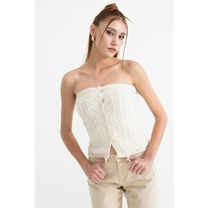 Bluza cu maneci din tricot - Crem imagine
