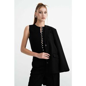 Bluza cu nasturi - fara maneci - Negru imagine