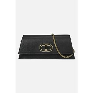Geanta crossbody din piele cu bareta din lant - Negru imagine