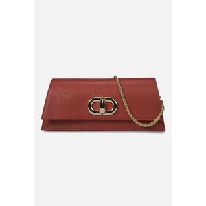 Geanta crossbody din piele cu bareta din lant - Rosu inchis imagine