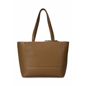 Geanta shopper din piele cu model uni - Caramel imagine
