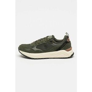 Pantofi sport cu insertii din piele intoarsa - Verde inchis imagine