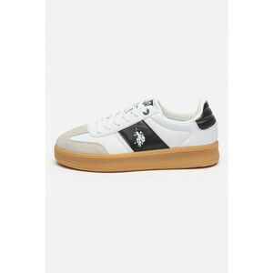 Pantofi sport cu insertii din piele intoarsa - Alb imagine