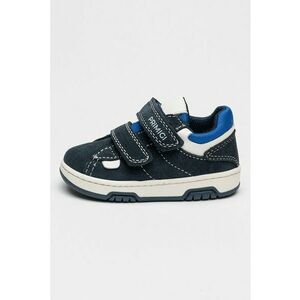 Pantofi sport low-cut de piele intoarsa cu velcro - Alb/Bleumarin imagine