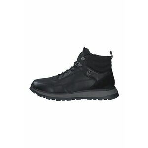 Ghete de piele cu garnituri din material textil - Negru/Gri inchis imagine