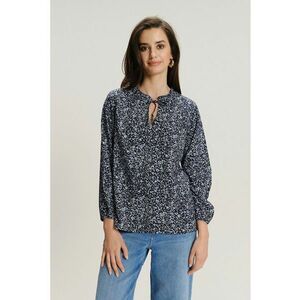 Bluza-tunica cu decolteu la baza gatului - Albastru ultramarin/Albastru deschis imagine