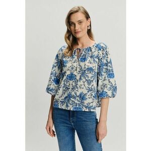 Bluza-tunica cu maneci 3/4 - Bej/Albastru imagine