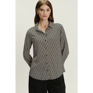 Camasa vaporoasa cu model - Negru/Bej imagine