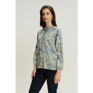 Bluza-tunica cu decolteu la baza gatului - Gri cenusiu/Albastru imagine