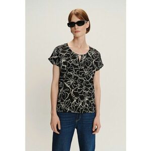 Bluza cu maneci scurte si model - Negru/Bej imagine