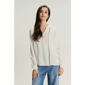 Bluza-tuica cu insertii crosetate - Alb fildes imagine