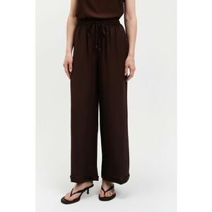 Pantaloni cu croiala ampla si talie inalta - Maro cognac imagine
