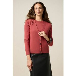 Pulover slim fit cu decolteu in V - Rosu stins imagine