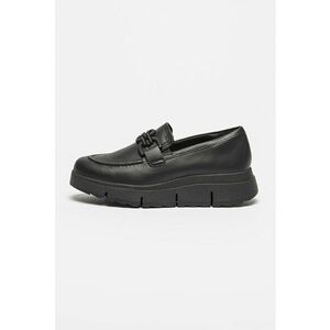 Pantofi loafer de piele cu aplicatie contrastanta - Negru imagine