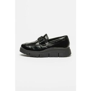 Pantofi loafer de piele cu aplicatie contrastanta - Negru stins imagine