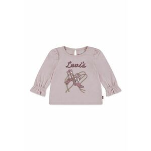 Bluza din bumbac cu mansete cu insertii elastice - Lila pal imagine