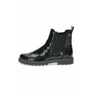 Ghete din piele cu model crocodil si segment din material textil - Negru stins imagine