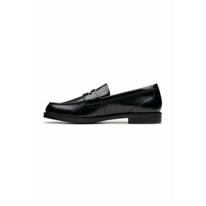 Pantofi loafer din piele cu model uni - Negru imagine