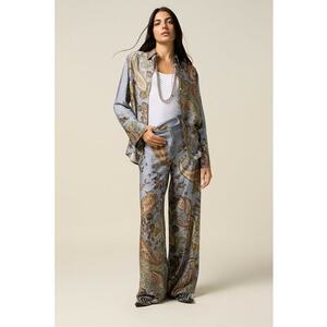 Pantaloni evazati cu model paisley - Multicolor imagine
