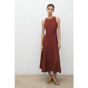 Rochie midi fara maneci - Rosu inchis imagine
