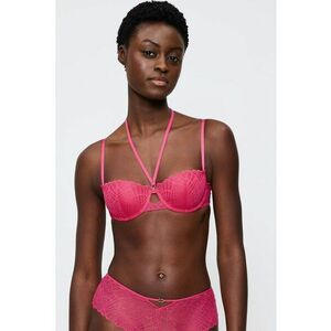 Sutien balconette cu decolteu halter - Roz imagine