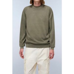 Pulover de bumbac cu decolteu la baza gatului - Kaki imagine