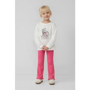 Bluza din bumbac cu imprimeu text si grafic - Alb imagine