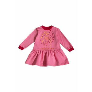 Rochie evazata cu design brodat - Roz zmeuriu imagine