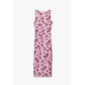 Rochie midi cu model - Roz pastel/Roz fandango imagine