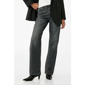 Blugi cu aspect decolorat si talie inalta - Gri inchis imagine