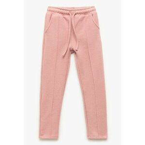Pantaloni de trening cu model uni si snur de ajustare - Roz prafuit imagine