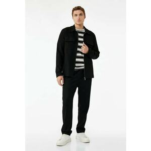 Pantaloni conici cu model uni - Negru imagine