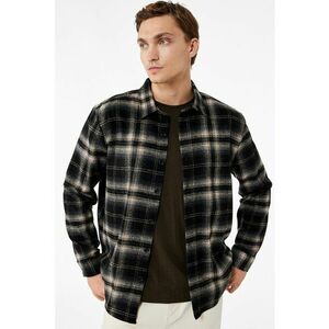 Camasa din amestec de bumbac cu model in carouri - Negru/Crem imagine