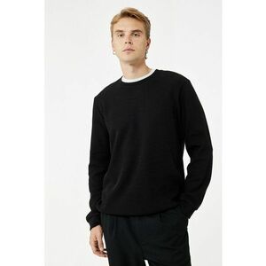 Bluza de trening cu decolteu la baza gatului si model uni - Negru imagine