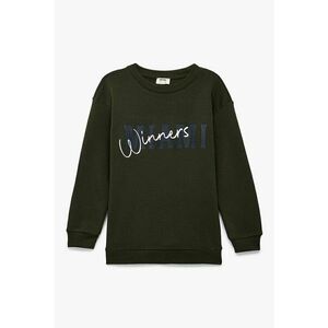 Bluza de trening cu maneci cazute si imprimeu text - Verde padure imagine