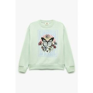 Bluza de trening cu decolteu la baza gatului si design grafic - Verde pal imagine