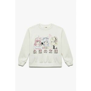 Bluza de trening cu decolteu la baza gatului si design grafic - Alb imagine