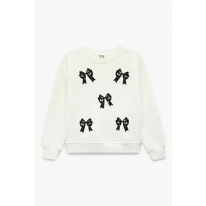 Bluza de trening cu decolteu la baza gatului si impriemeu grafic - Alb imagine