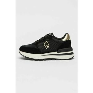 Pantofi sport cu garnituri de piele intoarsa si logo metalic - Auriu/Negru imagine