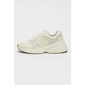 Pantofi sport demi-wedge de piele si piele ecologica - Alb imagine