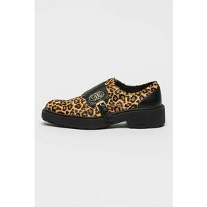 Pantofi cu animal print si catarama - Auriu/Negru/Bej imagine