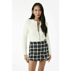 Cardigan din amestec de lana cu design torsade - Alb fildes imagine