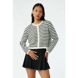 Bluza crop cu dungi - Negru/Alb optic imagine