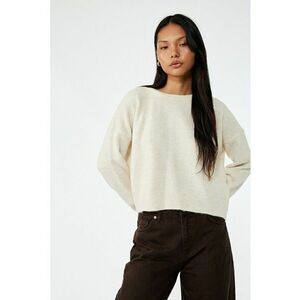 Pulover lejer crop - Alb fildes imagine