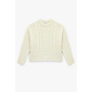 Pulover crop cu decolteu la baza gatului - Crem imagine